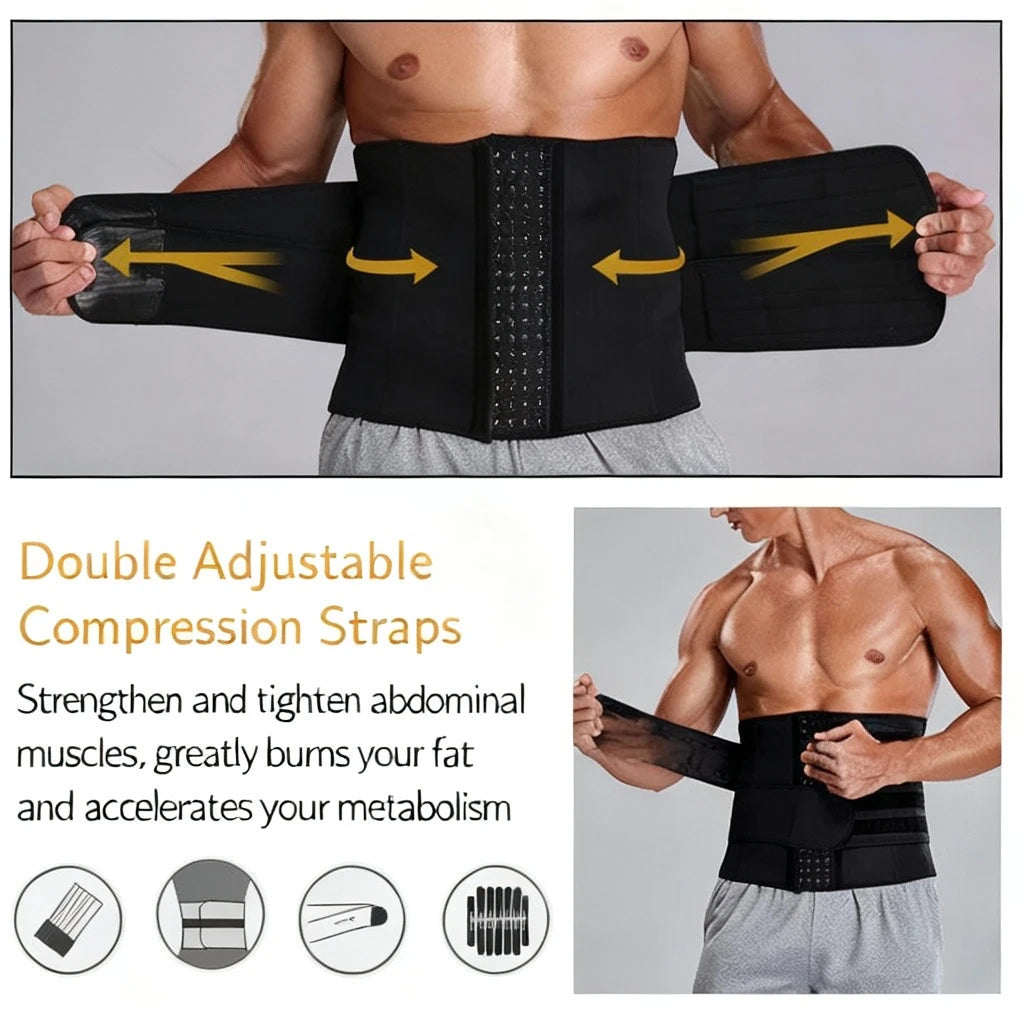 SHREDBAND™ Men’s Sweat & Sculpt Waist Trainer | Fat-Burning Sauna Belt