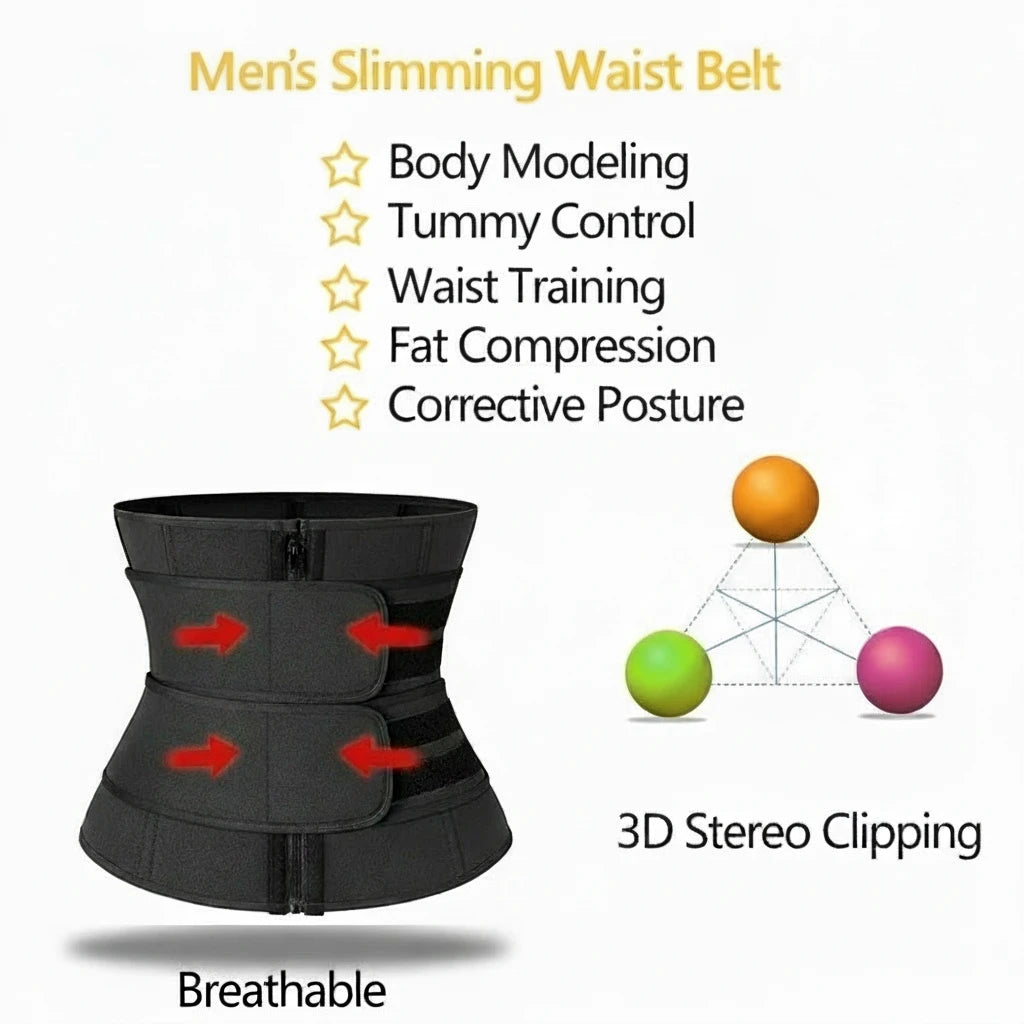 SHREDBAND™ Men’s Sweat & Sculpt Waist Trainer | Fat-Burning Sauna Belt